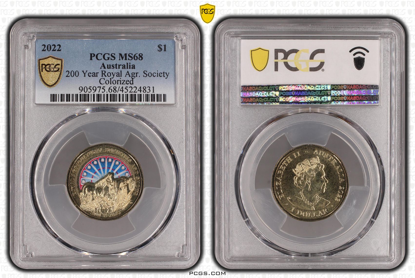2022 Australia One Dollar, $1 200 Year Royal Agr. Society PCGS - MS68 -831