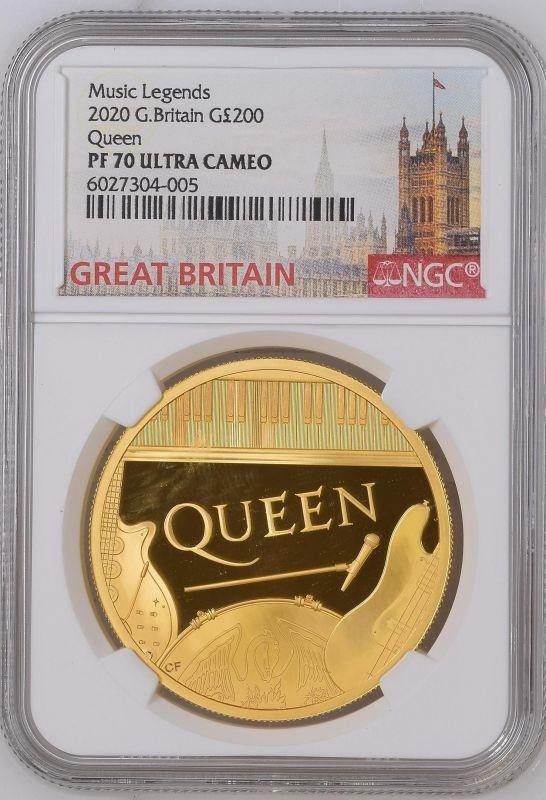 2020 Gold 200 Pounds (2 oz.) Music Legends - Queen Proof NGC PF 70 