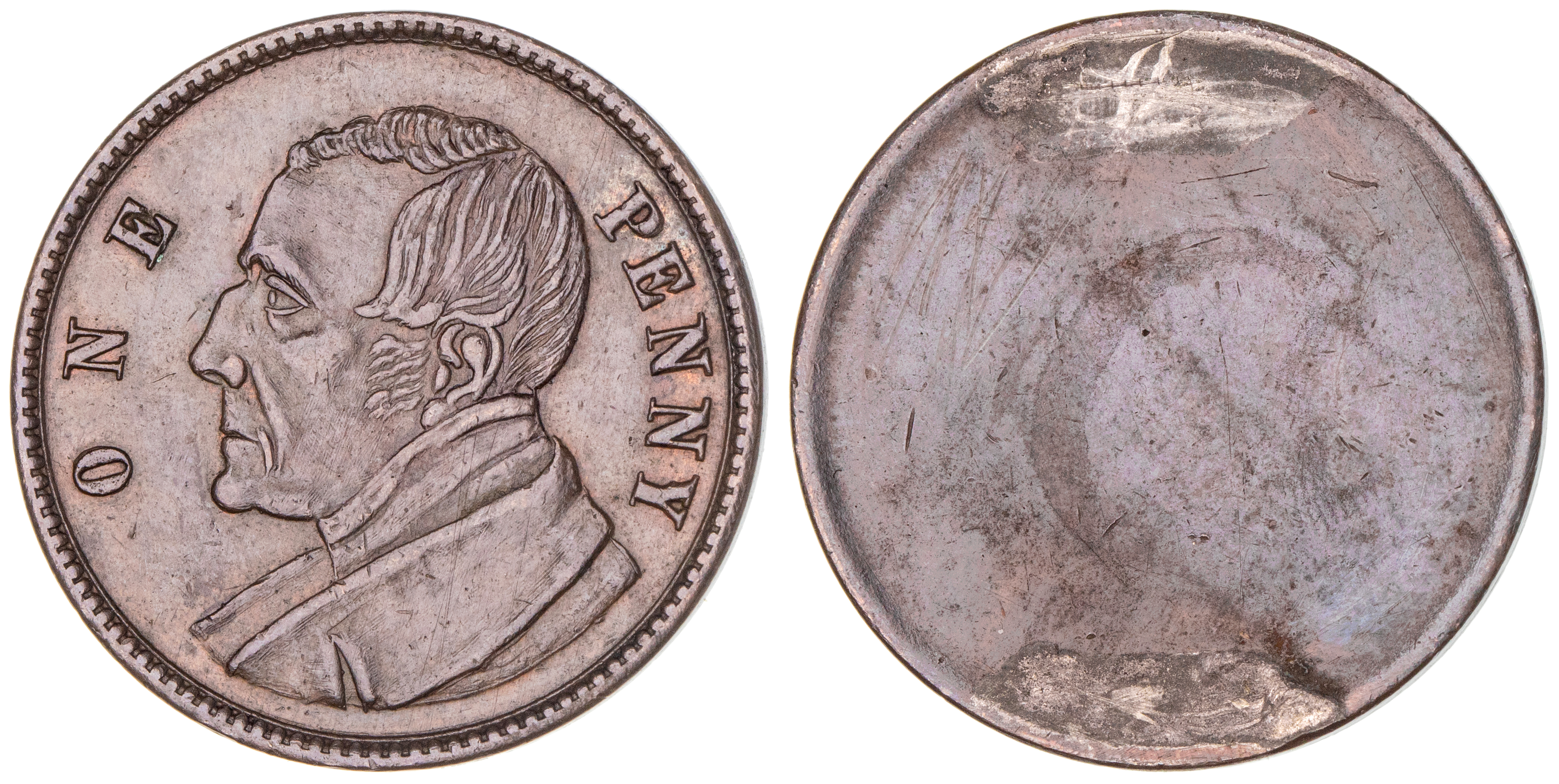 New Zealand, E. De Carle & Co., Uniface Pattern Penny, ND, EF