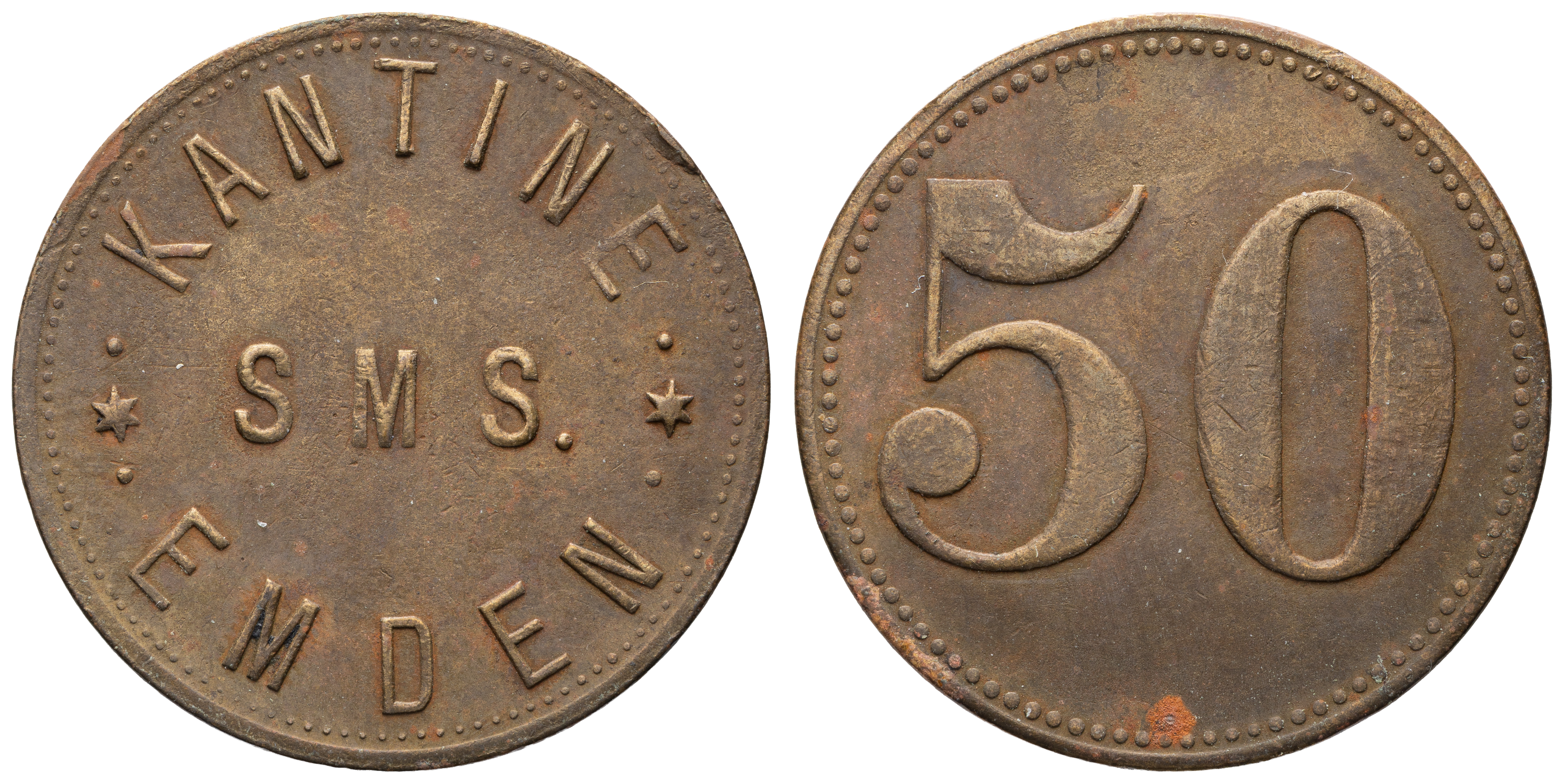 119 · Germany, S.M.S. Emden, Fifty Pfennig, C.-1914, gF