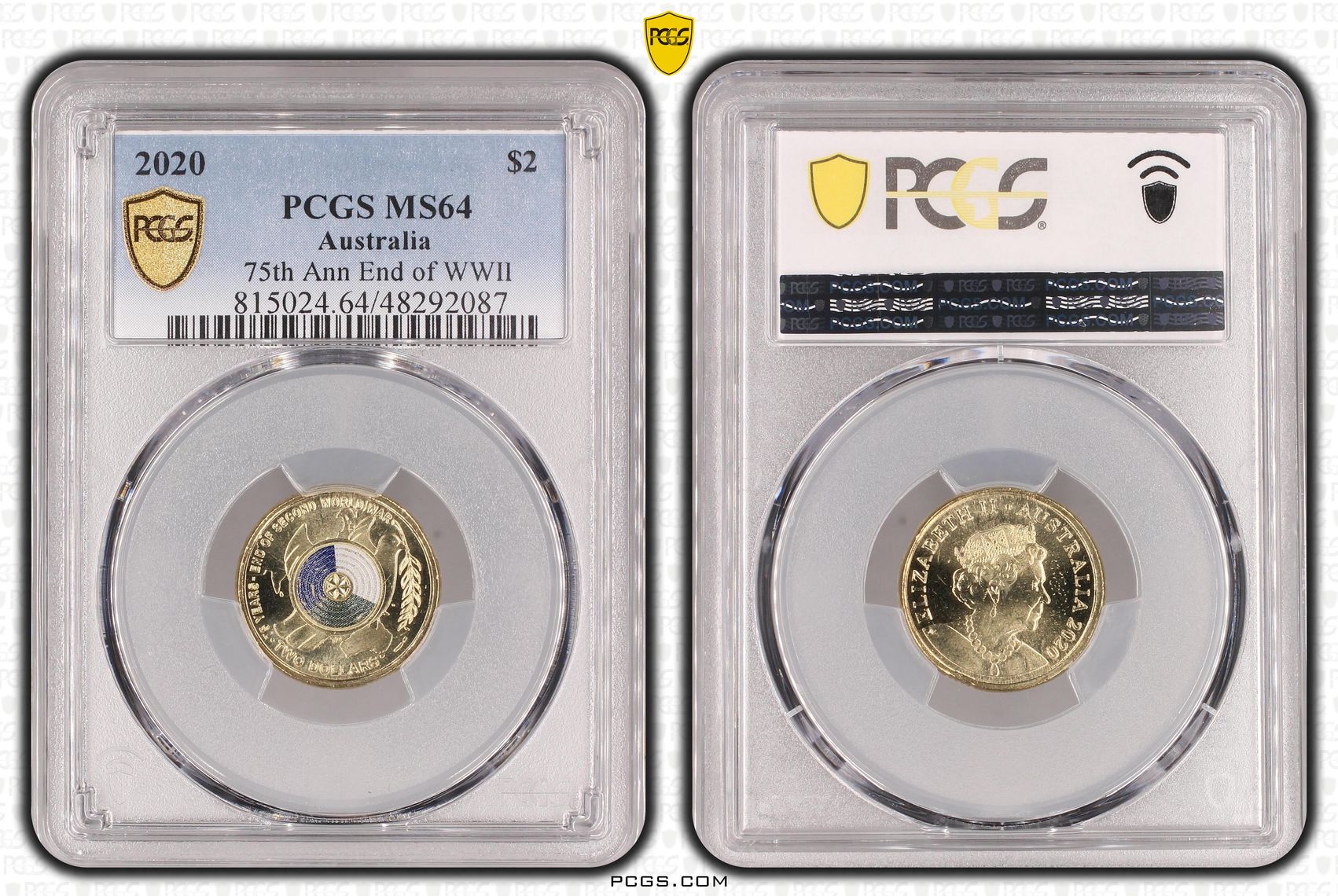 Elizabeth II, 75th Ann End of WWII, Two Dollar, 2020, PCGS MS64