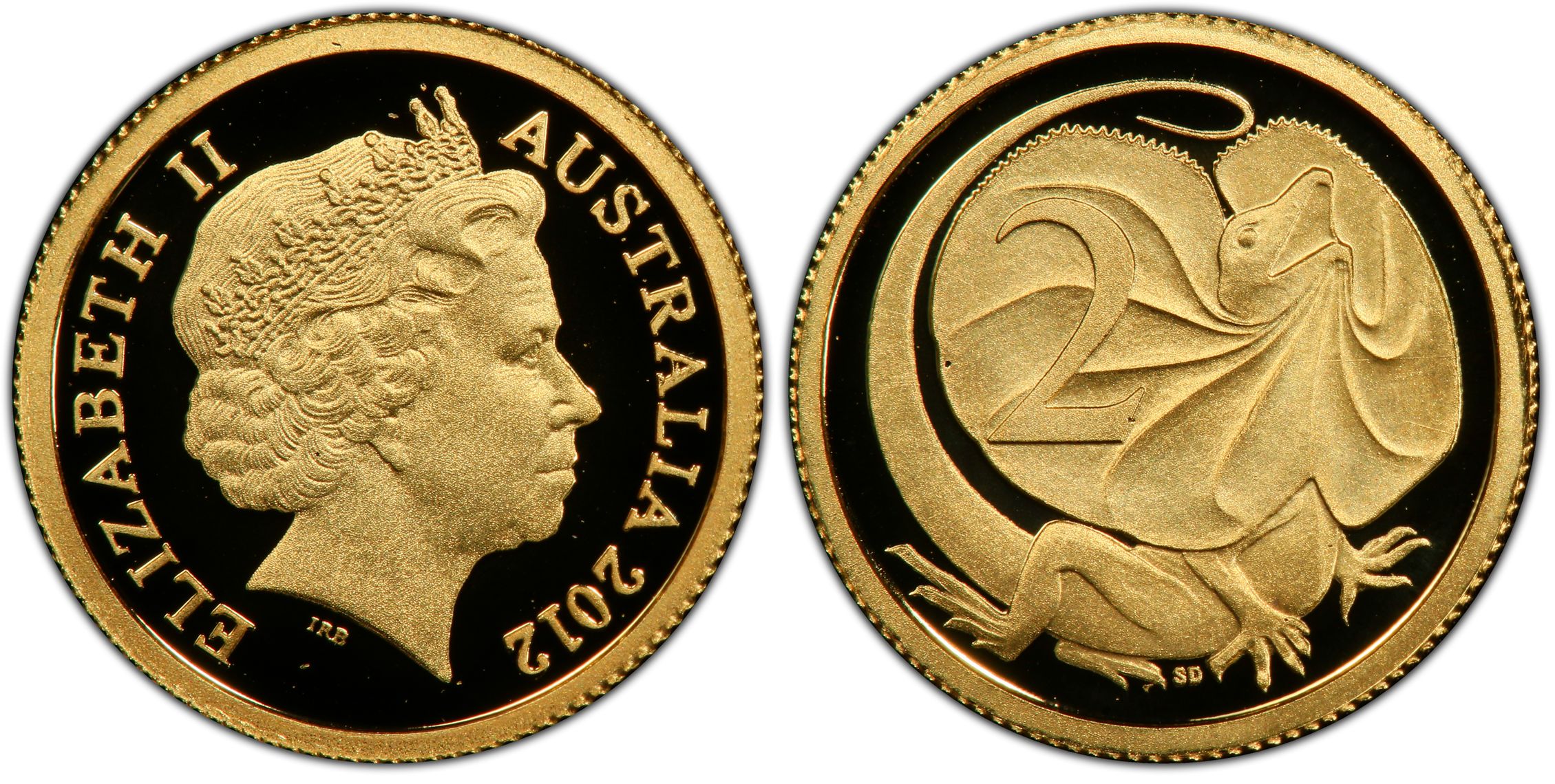 2012 Australia Two Cent, 2c Proof Frill Neck Lizard PCGS - PR70DCAM POP 8/0 -650