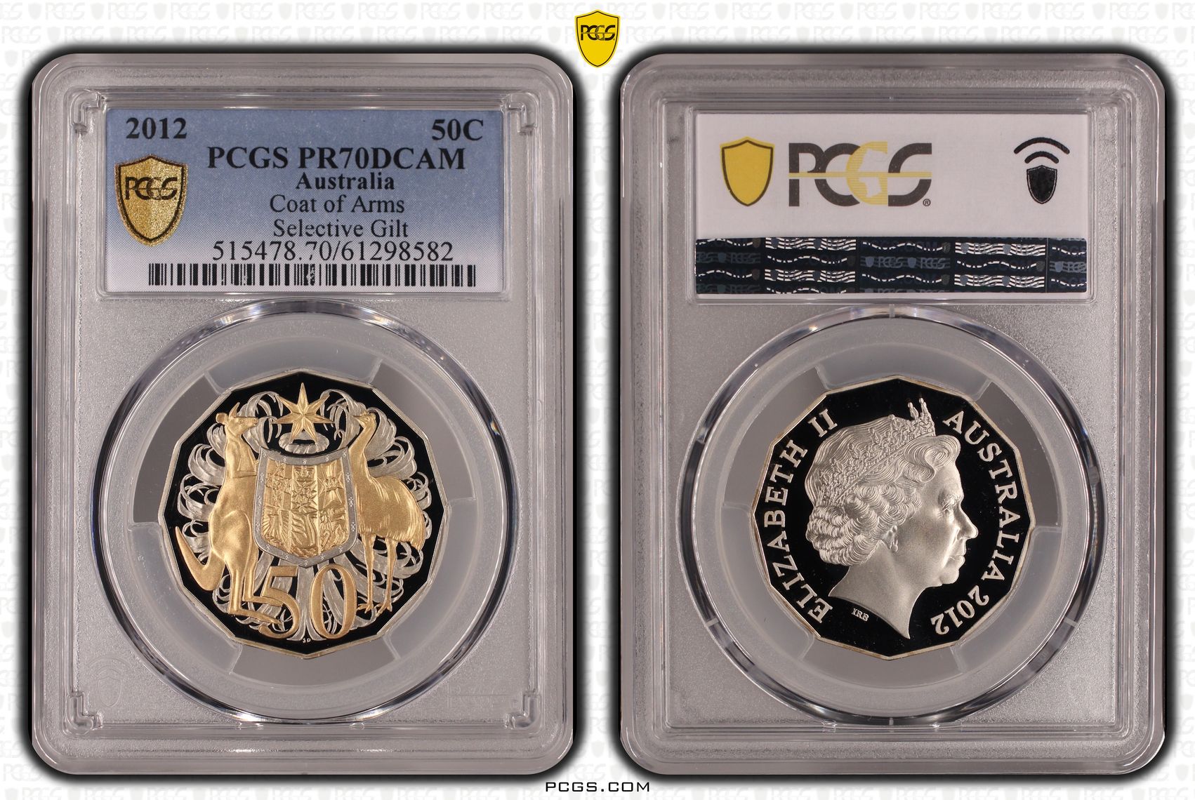 Coat of Arms Selective Gilt, Fifty Cent, 2012, PR70DCAM