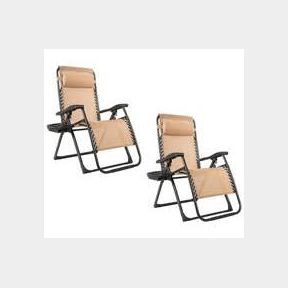 ANCHOR 2 LOUNGER BEIGE GRAVITY FOLDING CHAIR MULTI LOCK TABLE TRAY