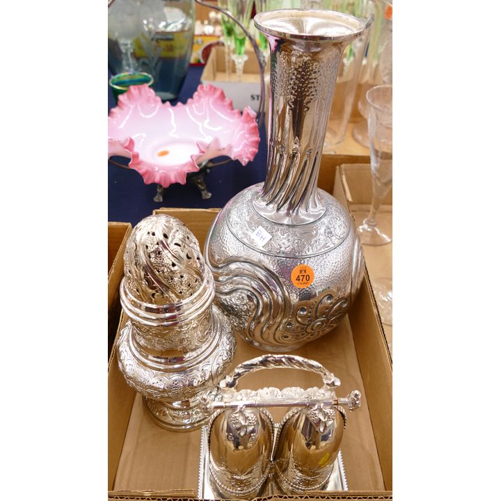 Box Ornate Silverplate Muffineer Etc
