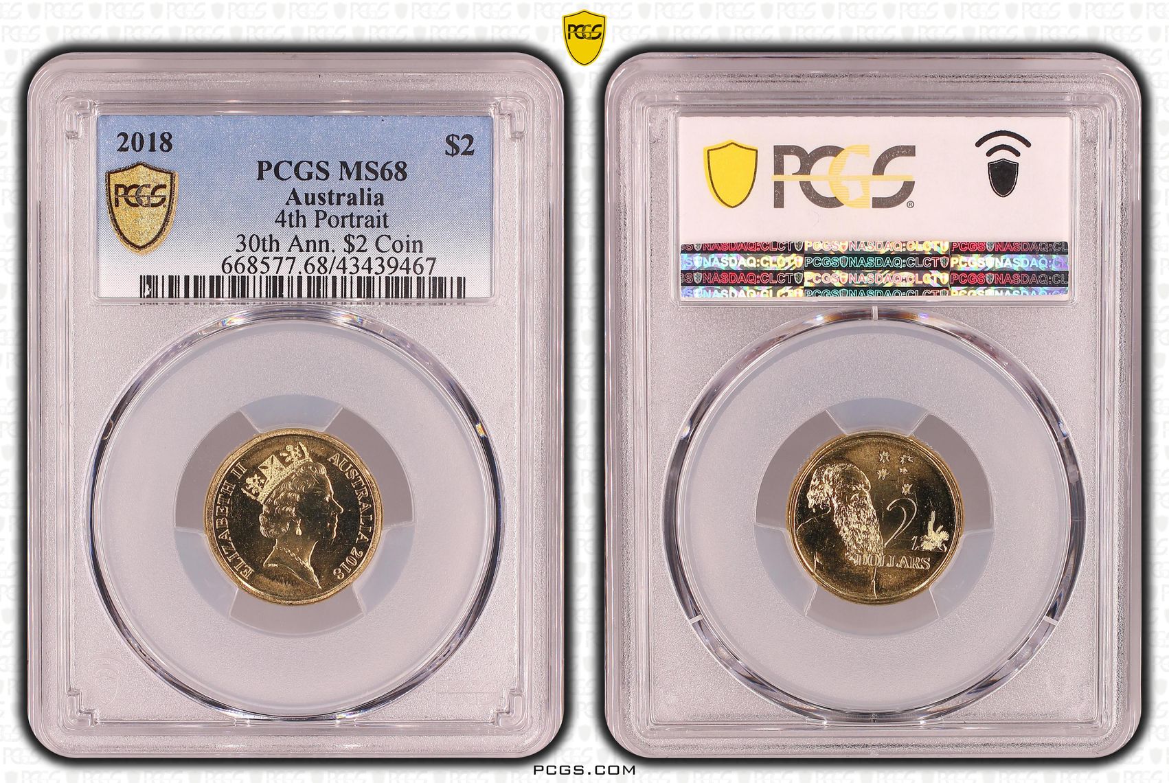 2018 Australia Two Dollar, $2 4th Portrait 30th Ann. $2 Coin PCGS - MS68 POP 22/0 -467