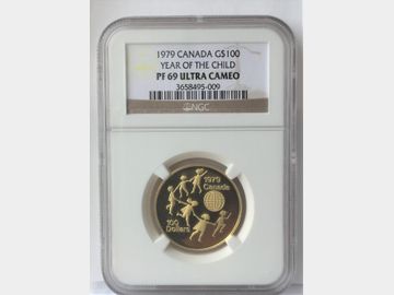 1979 Canada Queen Elizabeth II $100 'Year of the Child' Proof 24ct 1/2oz 999.9 Fine Gold Coin
