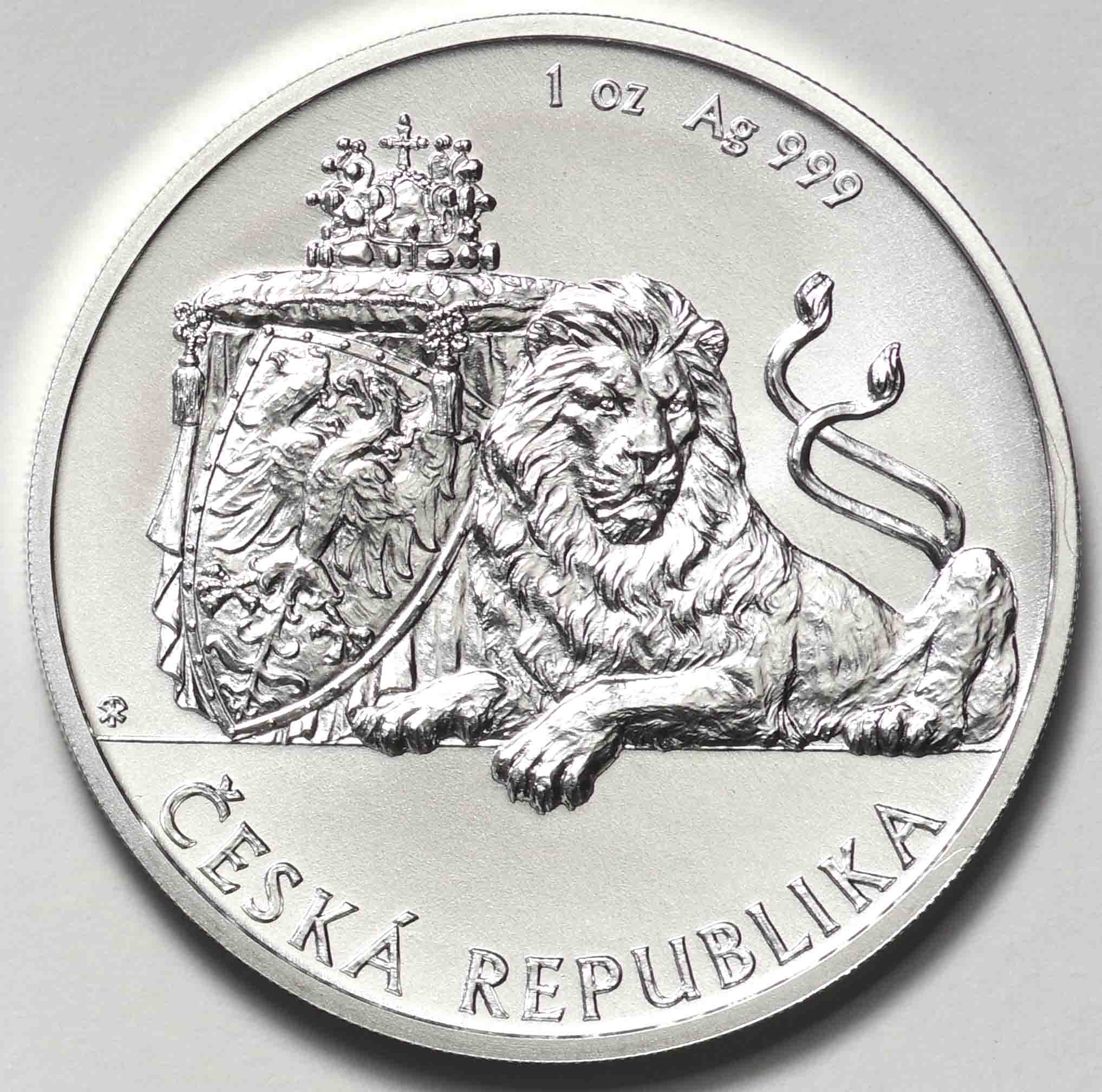 ニウエ-Niue. チェコ国章(二尾のライオン) 2ドル（1オンス）銀貨 2018 