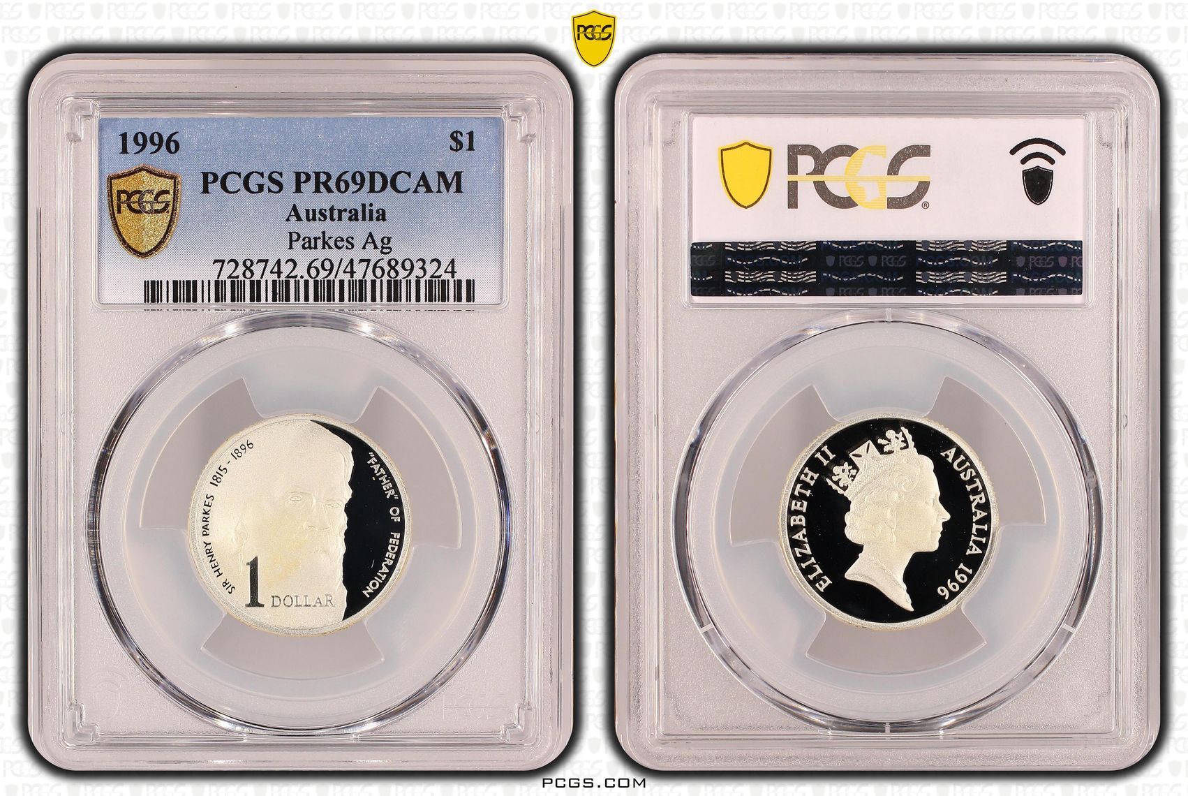 Elizabeth II, Parkes Ag , One Dollar, 1996, PCGS PR69DCAM