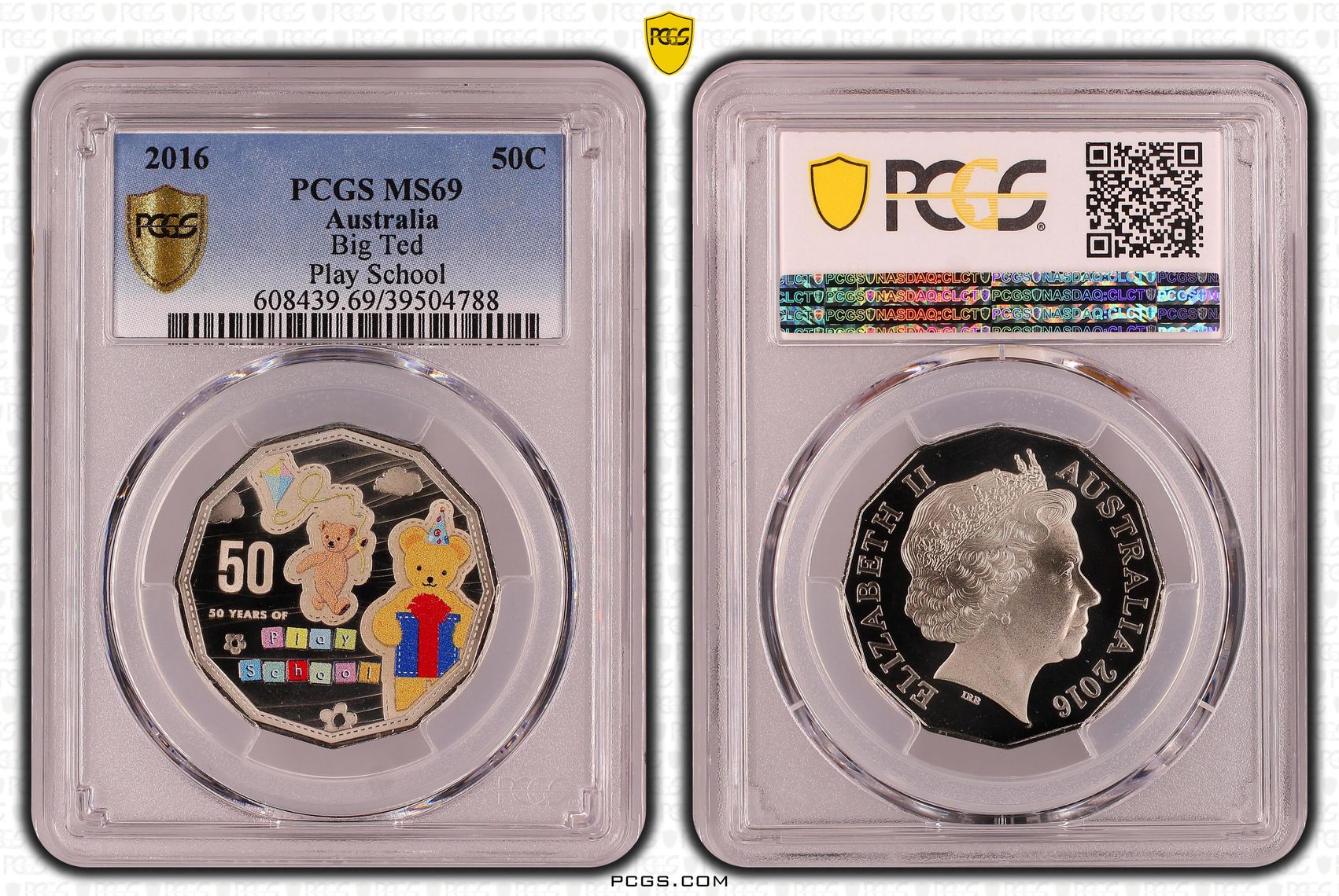 331 · Big Ted Play School Colorized, Fifty Cent, 2016, PCGS MS69