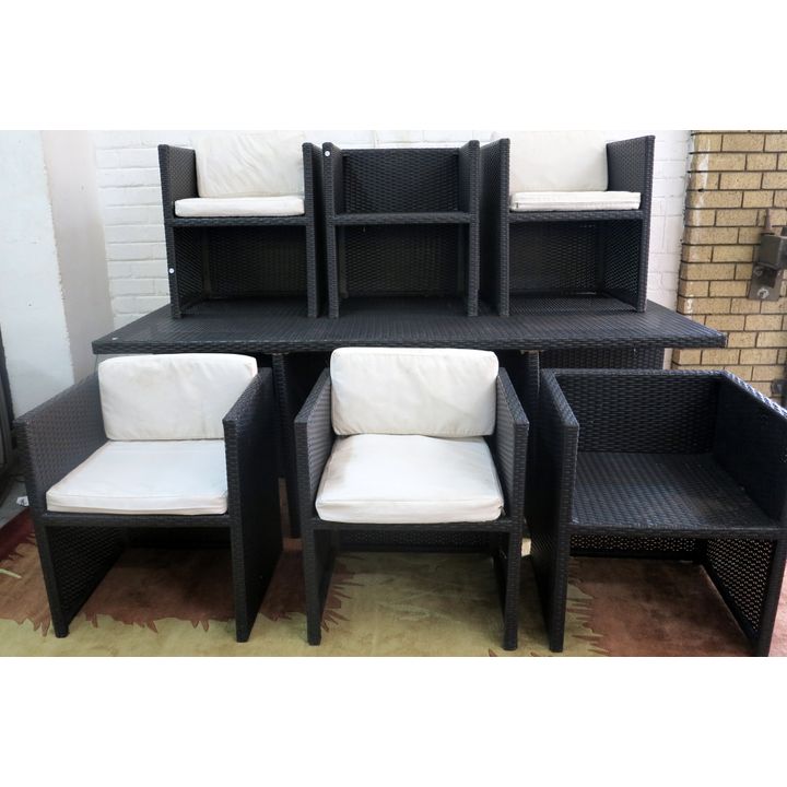 ALL WEATHER PATIO TABLE AND 6 CHAIRS,