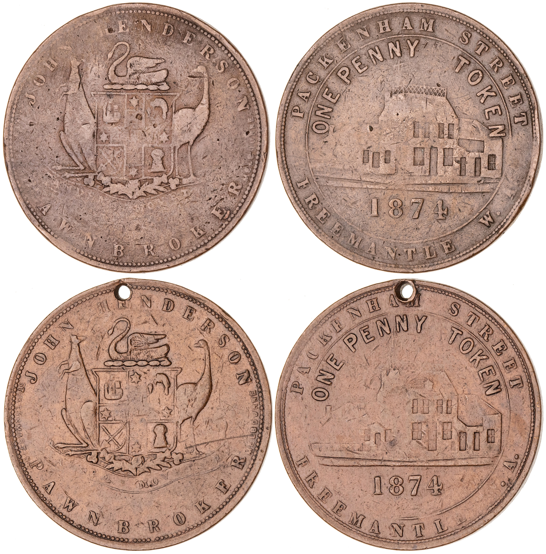 Fremantle, Western Australia, John Henderson, Penny, 1874, gVF