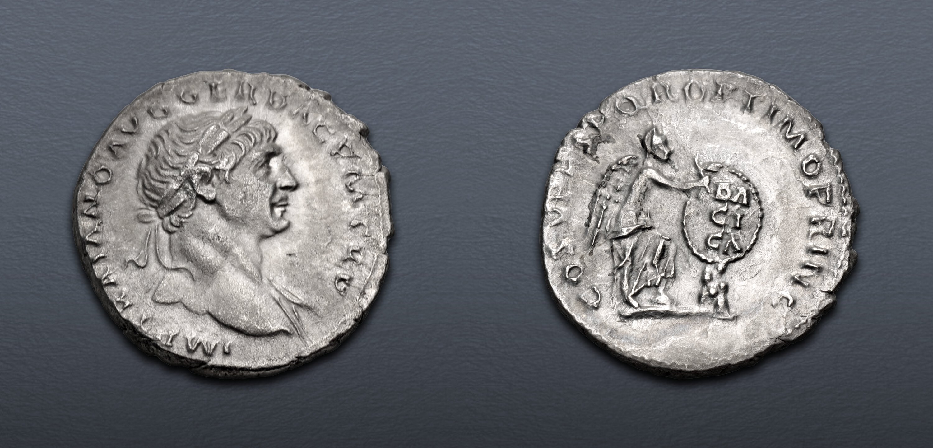 Trajan. AD 98-117. AR Denarius (18mm, 3.20 g, 6h). Rome mint 