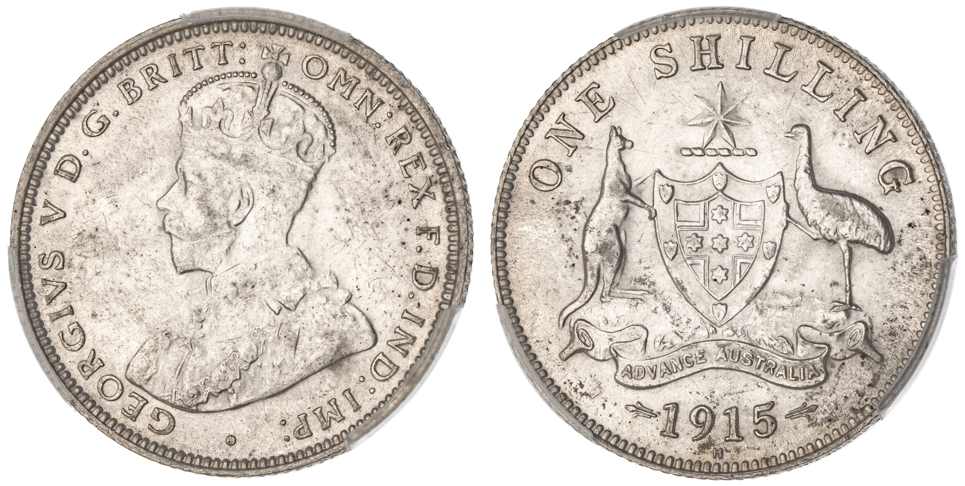 George V, Shilling, 1915-H, PCGS AU 58