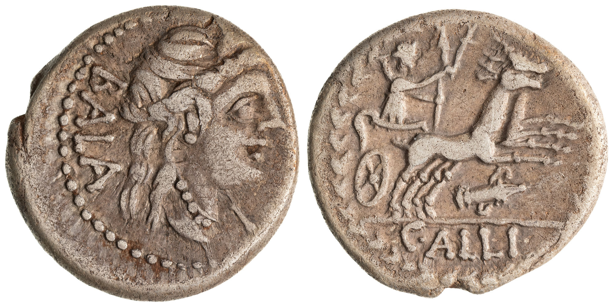 Aelia, Denarius, 92 BC, VF
