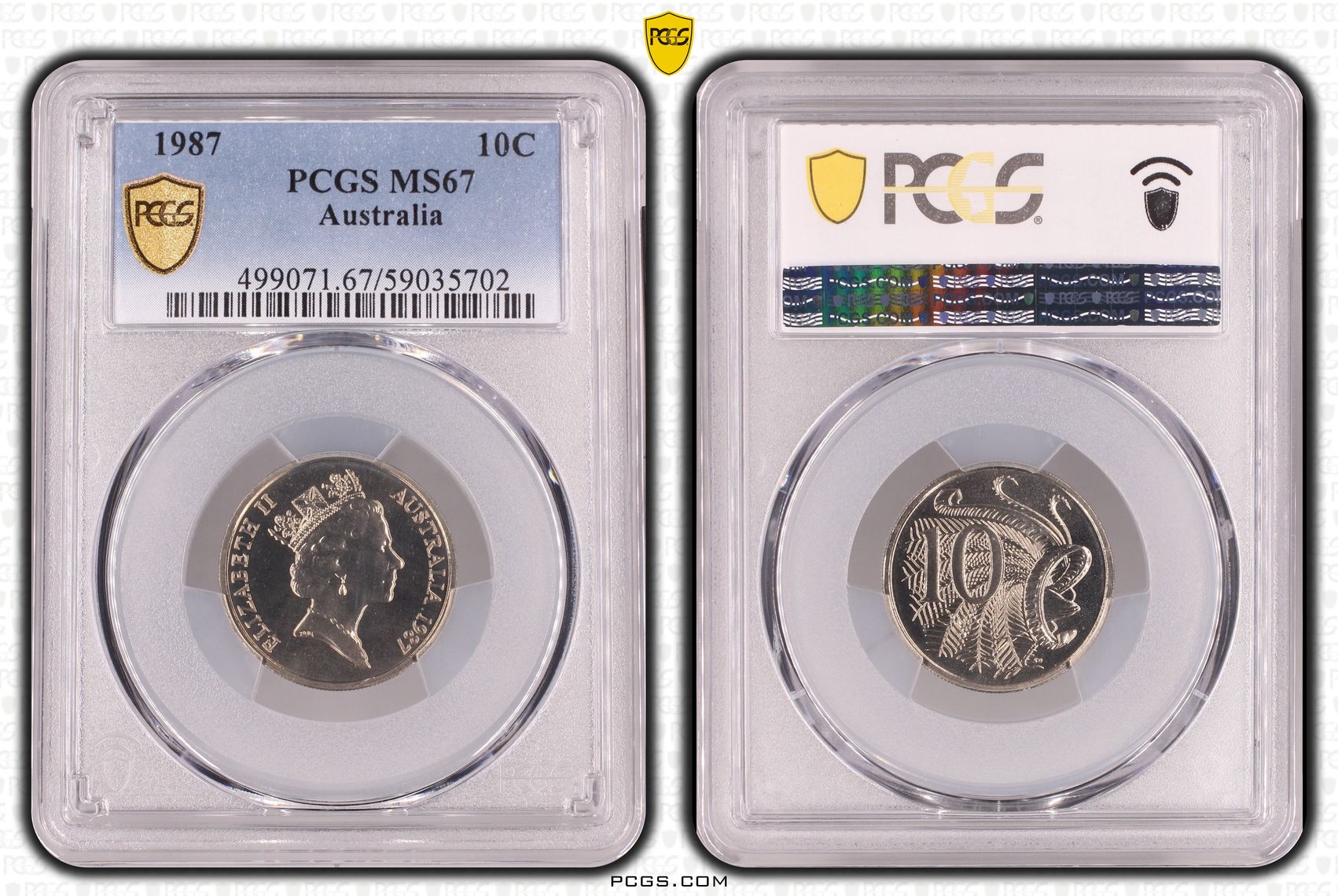 Ten Cent, 1987, PCGS MS67
