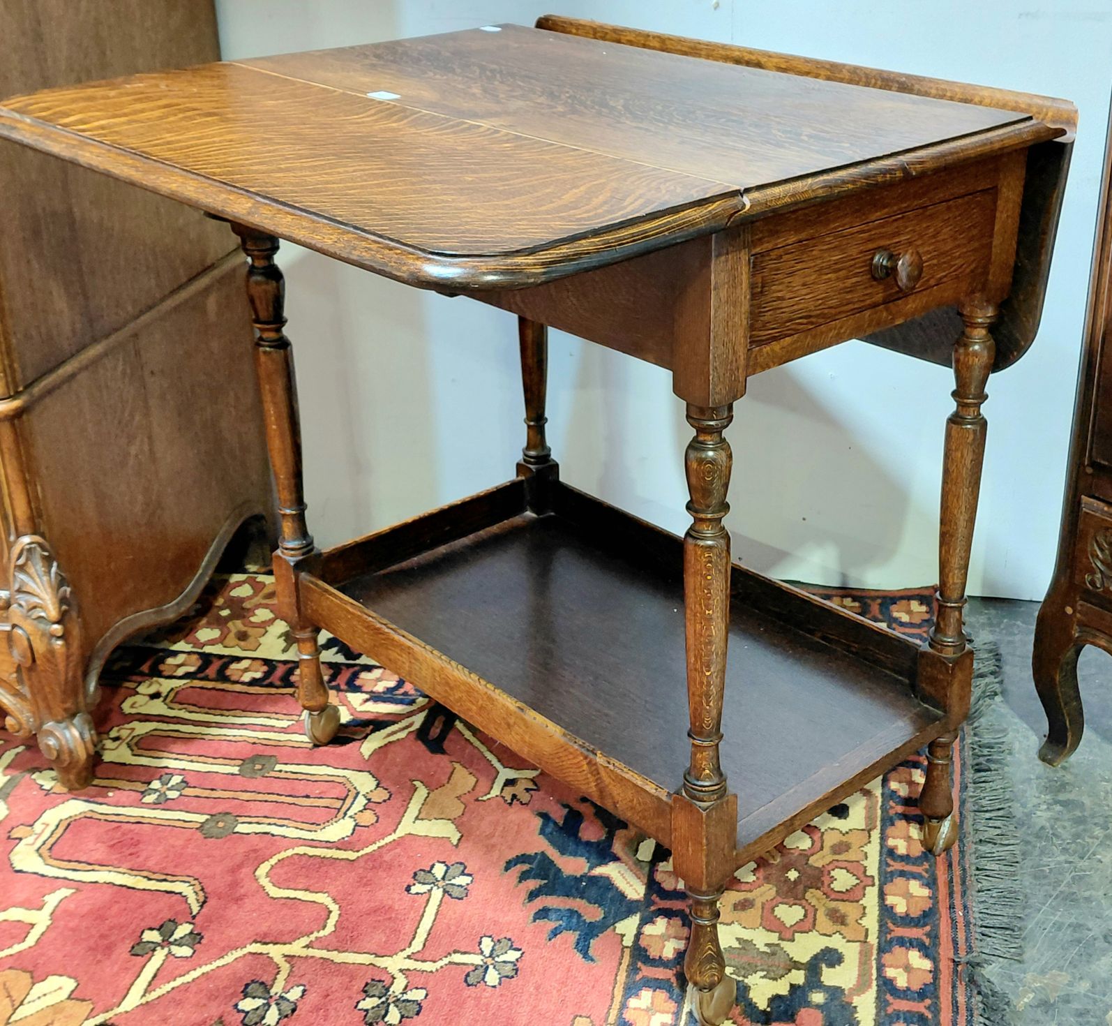 ANTIQUE OAK TEA TROLLEY