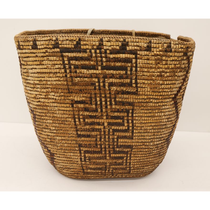 Old Salish Large Decorated Indian Basket