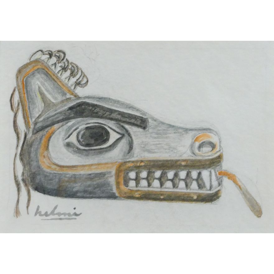 Helmi Juvonen ''Wolf Mask, Tlingit'' 1976 Watercolor