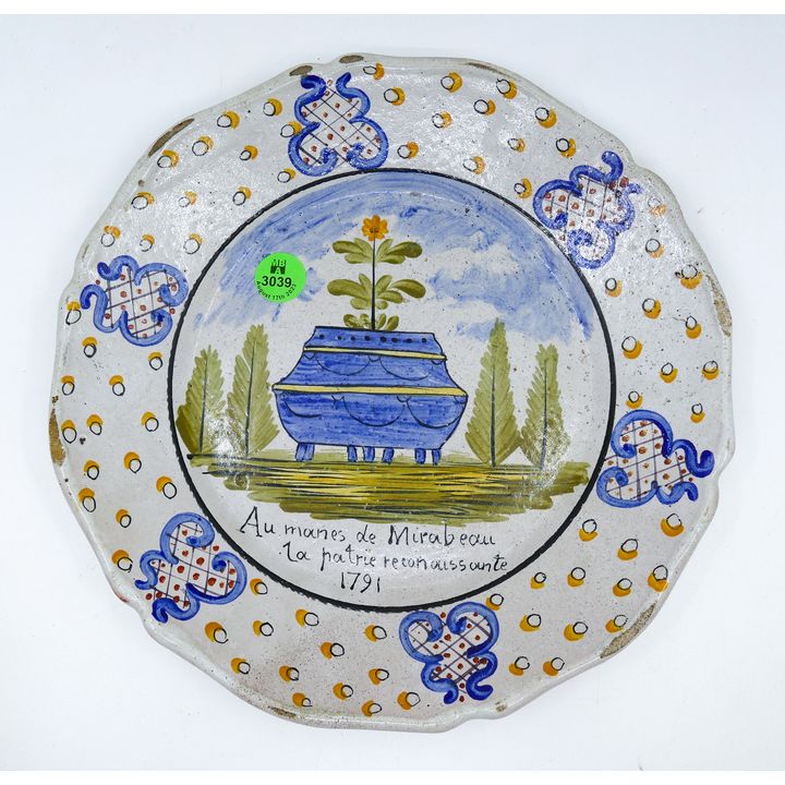Dated 1791 Dutch Faience Decorated Plate 9.5''