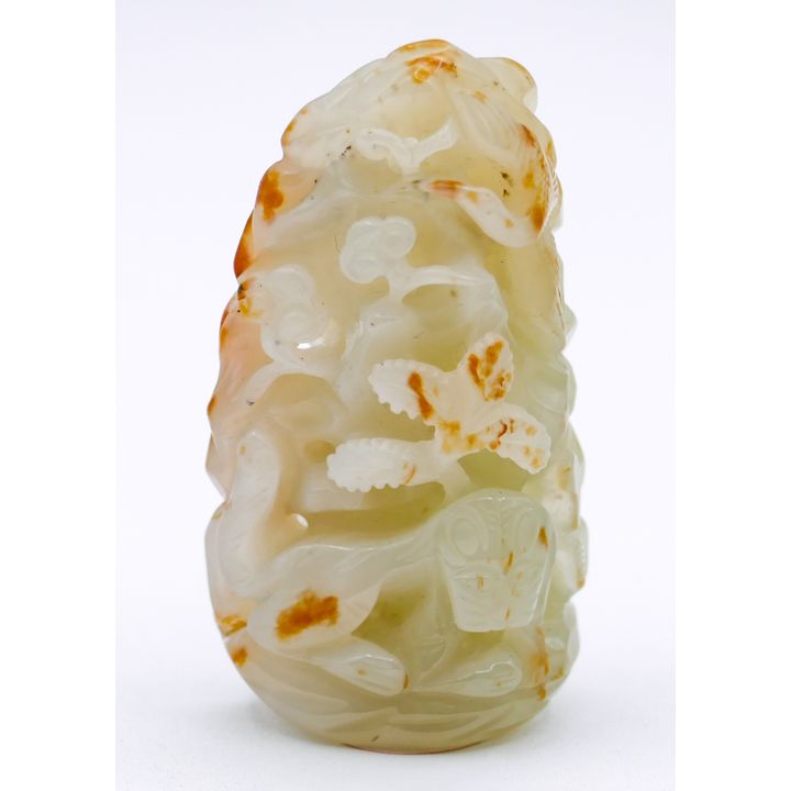 Chinese Russet Splash Jade Lingzhi Pebble Carving 3''