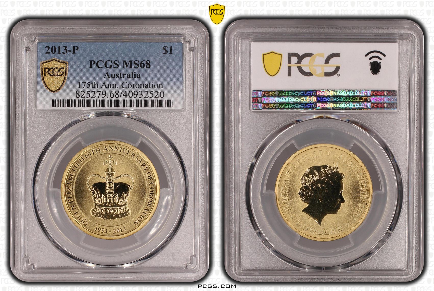 175th Ann. Coronation, One Dollar, 2013-P, PCGS MS68
