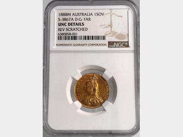 1888 VICTORIA JUBILEE HEAD MELBOURNE MINT GOLD SOVEREIGN UNC DETAILS Rarity 4