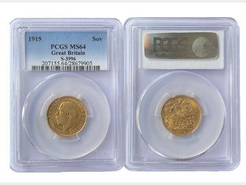 1915 King George V London Mint Gold Sovereign PCGS MS64