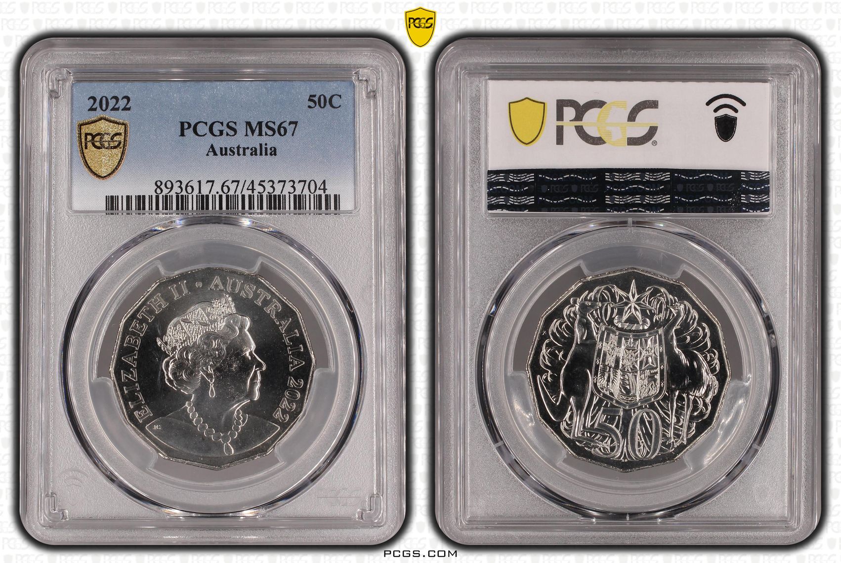 351 · Elizabeth II,  , Fifty Cent, 2022, PCGS MS67