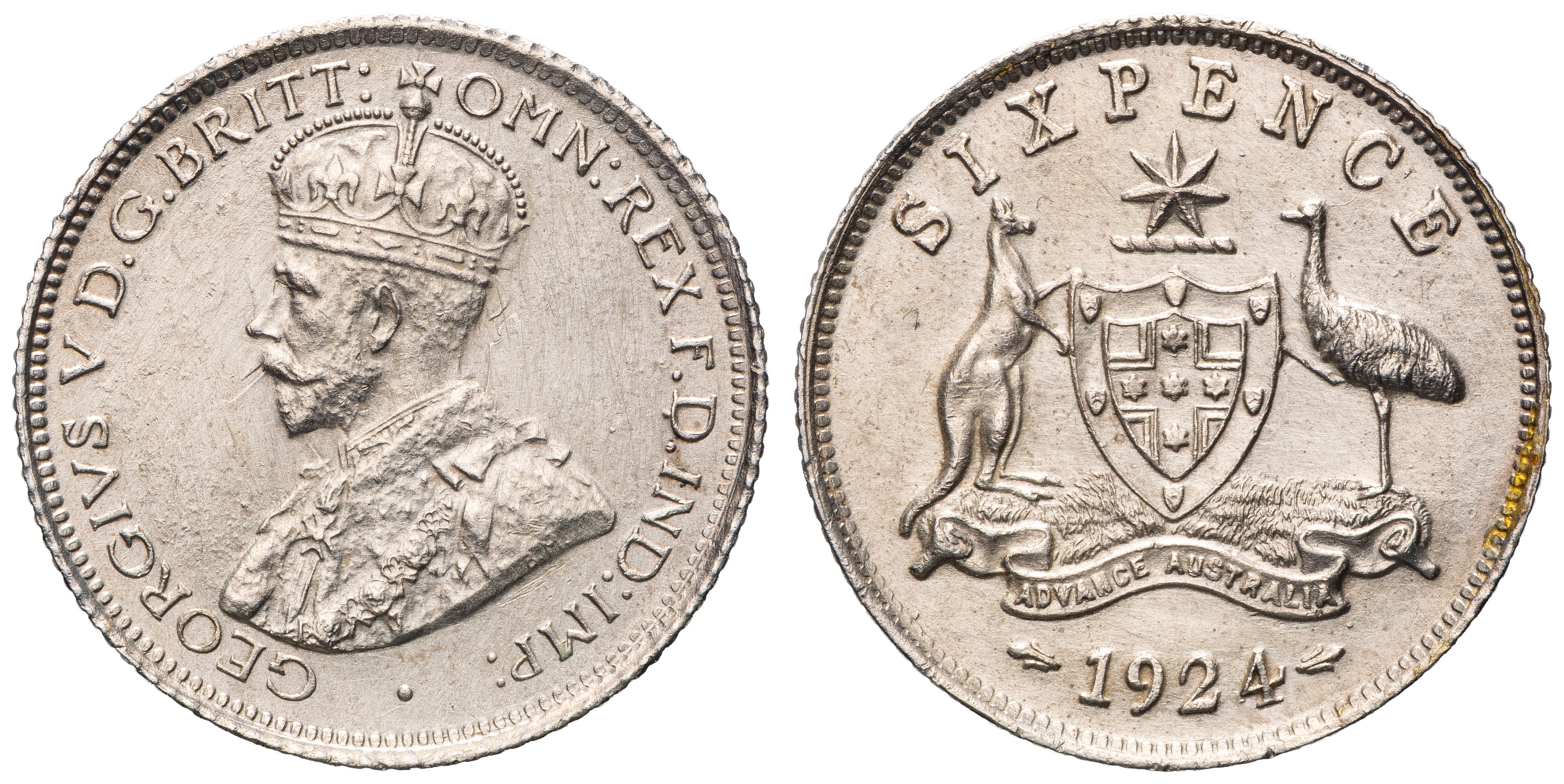 George V, Sixpence, 1924, UNC
