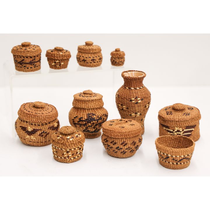 11pc Tsimshian Miniature Indian Baskets