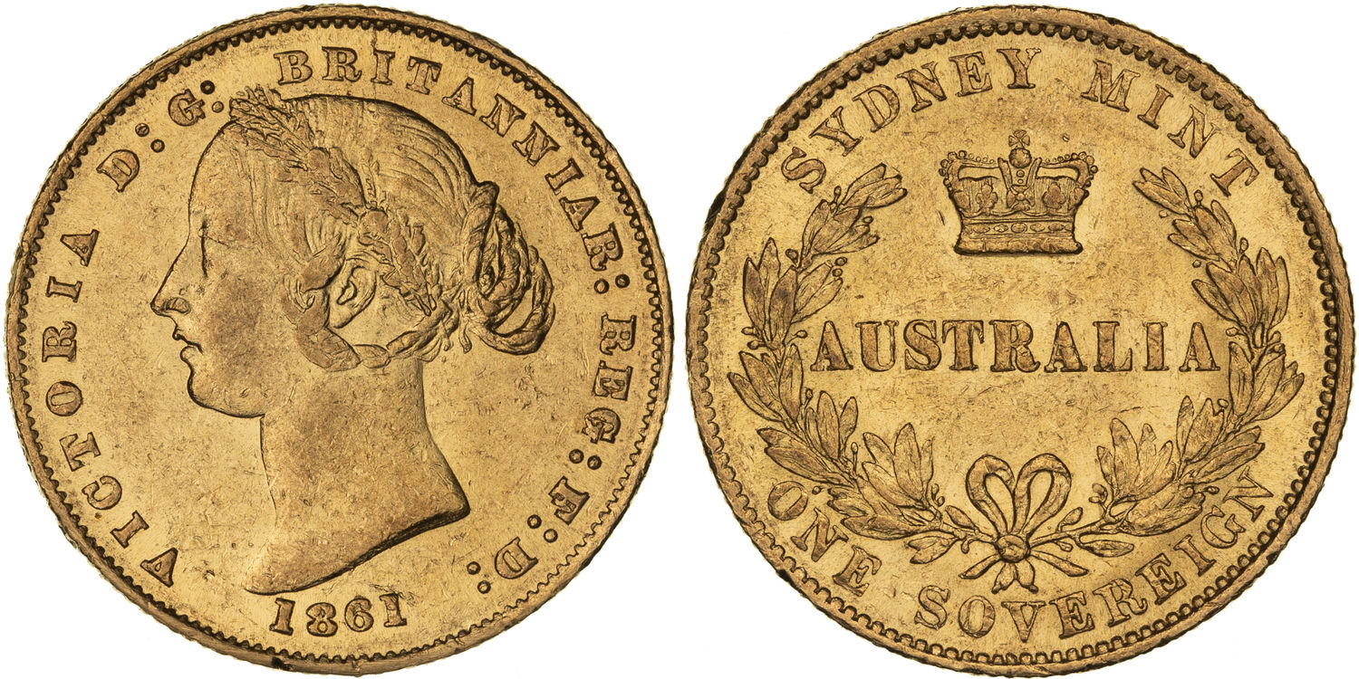 Victoria, Sydney Mint Reverse - Type II, Sovereign, 1861, EF