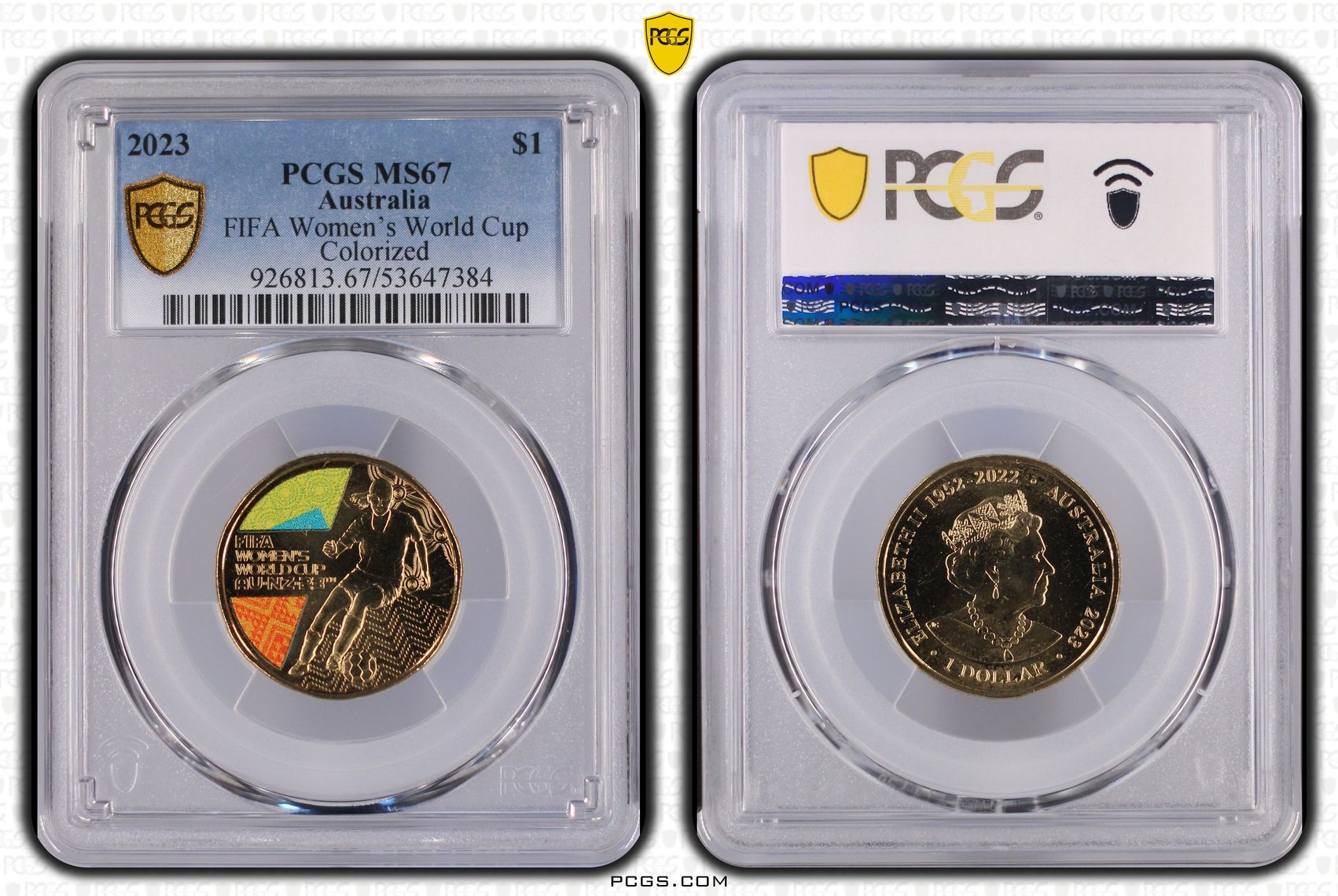 FIFA Women's World Cup Colourised, One Dollar, 2023, PCGS MS67