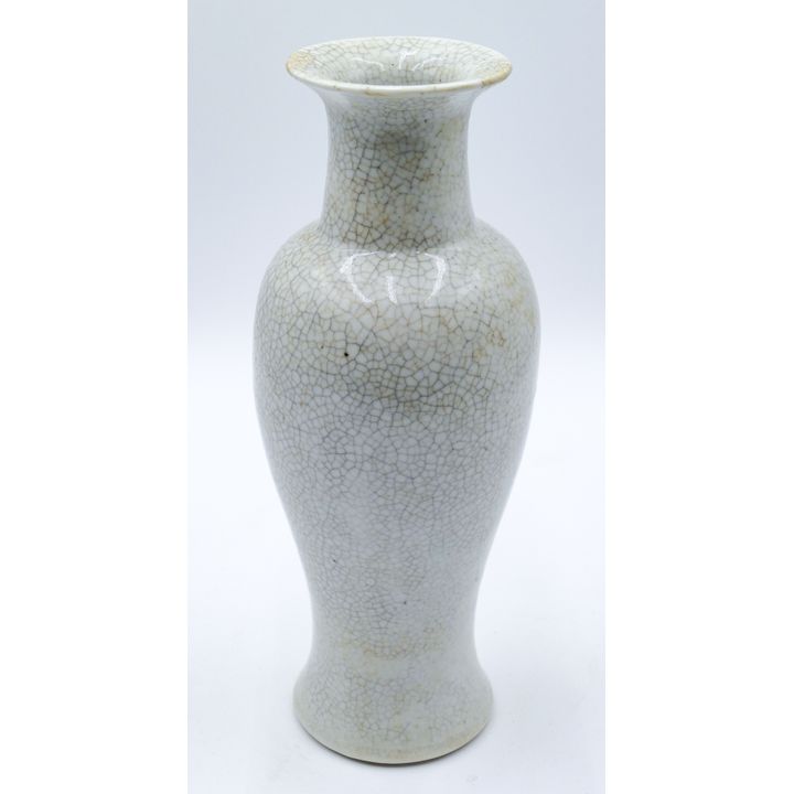Antique Chinese Crackle Glaze Vase 12" - w/ Repaired Rim