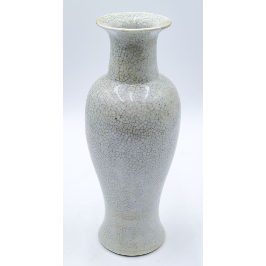 Antique Chinese Crackle Glaze Vase 12" - w/ Repaired Rim