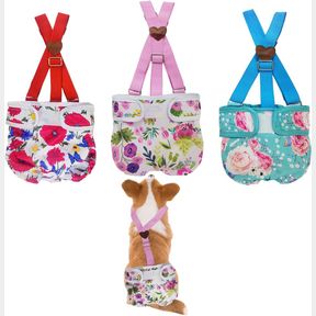 SMALL 3 PACK WASHABLE FEMALE DOG DIAPER WITH SUSPENDER,REUSABLE FIXED DOGGIE DIAPERS SUPER ABSORBENT LEAKPROOF FOR SMALL MEDIUM LA