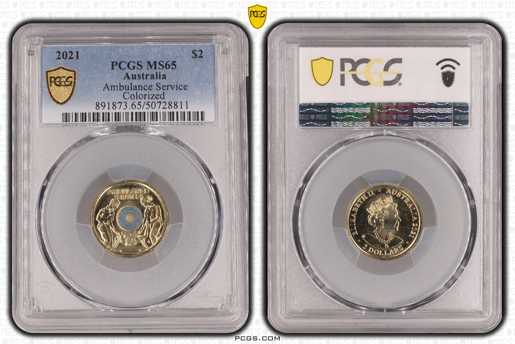 Ambulance Service - Colorized , Two Dollar, 2021, PCGS MS65