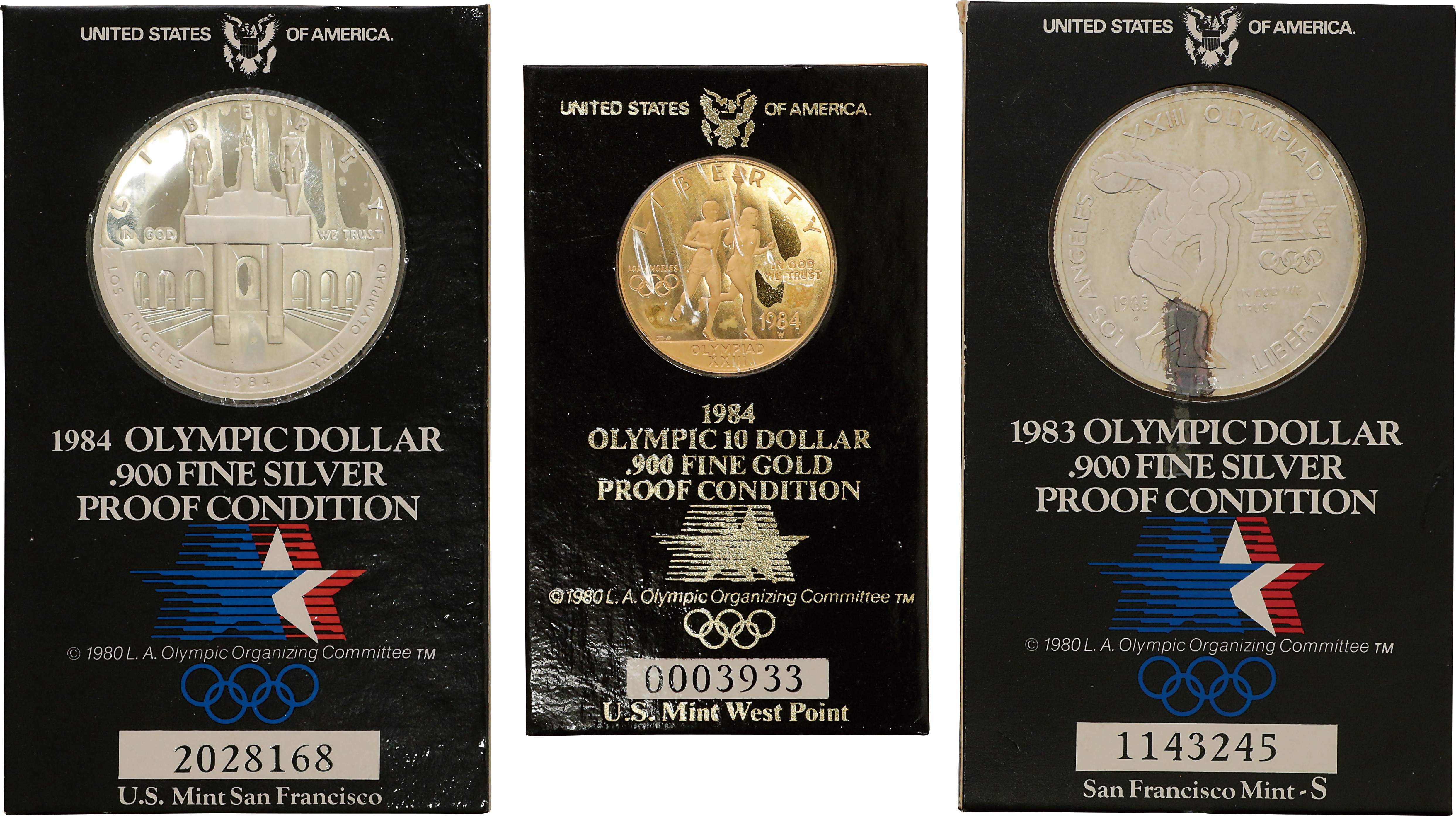 若者の大愛商品 アメリカ-USA. 金・銀貨3 1984ロサンゼルスオリンピック競技大会 コレクション