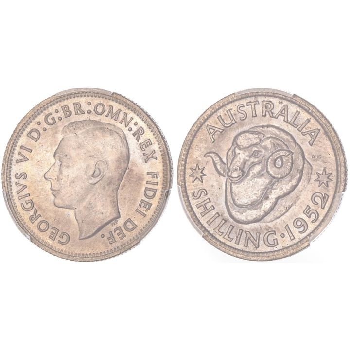 George VI, Shilling, 1952, PCGS MS 64+