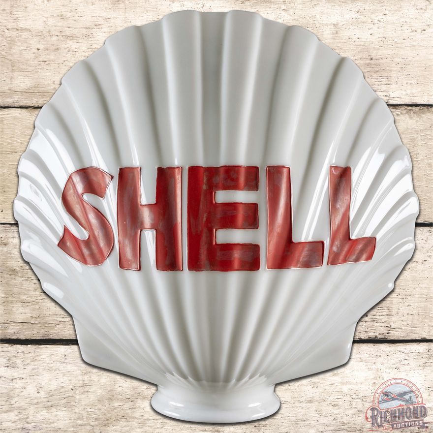 Shell Gasoline OPC Clamshell Milk Glass Gas Pump Globe