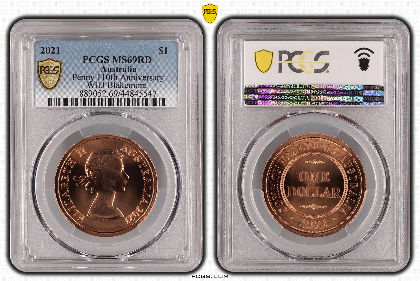 242 · 2021 Australia One Dollar, $1 Penny 110th Anniversary PCGS - MS69RD -547