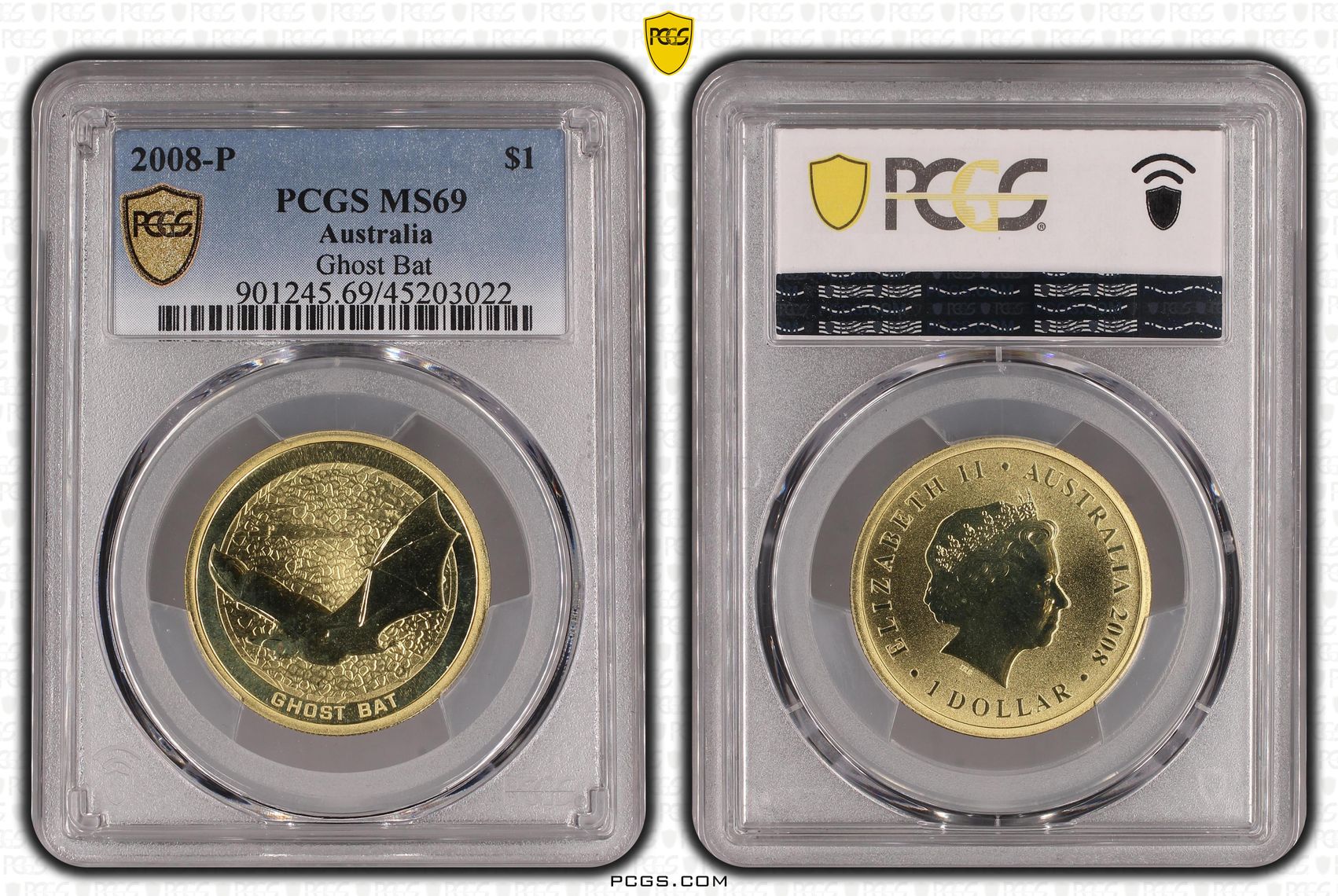 2008-P Australia One Dollar, $1 Ghost Bat PCGS - MS69 POP 2/0 -022