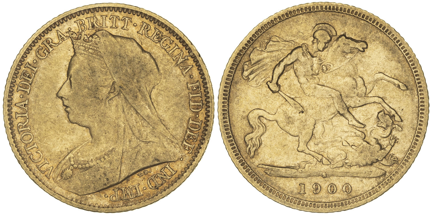 Victoria, St George Reverse, Half Sovereign, 1900-S, VG