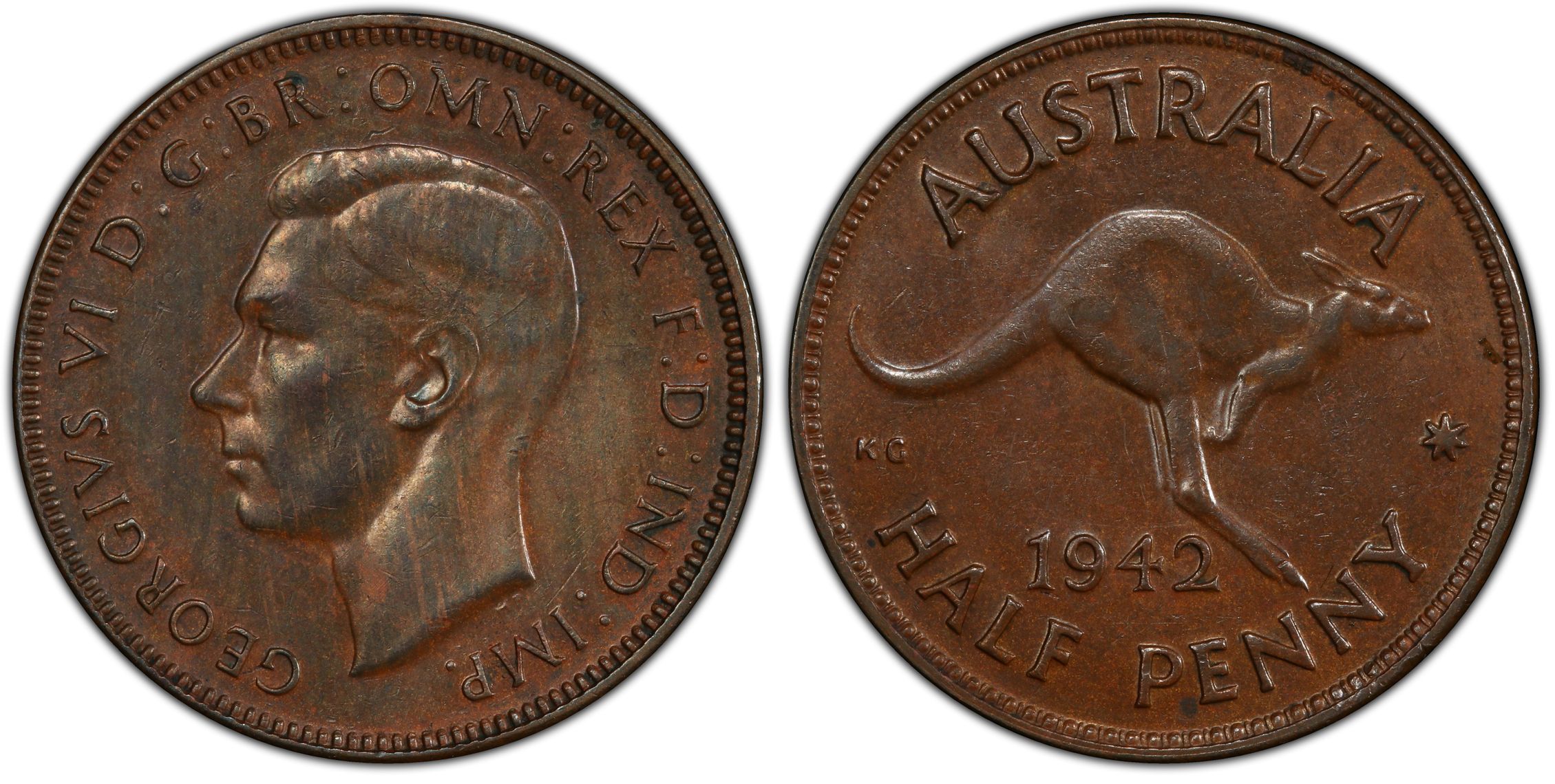 17 · Halfpenny, 1942(m), PCGS AU55BN