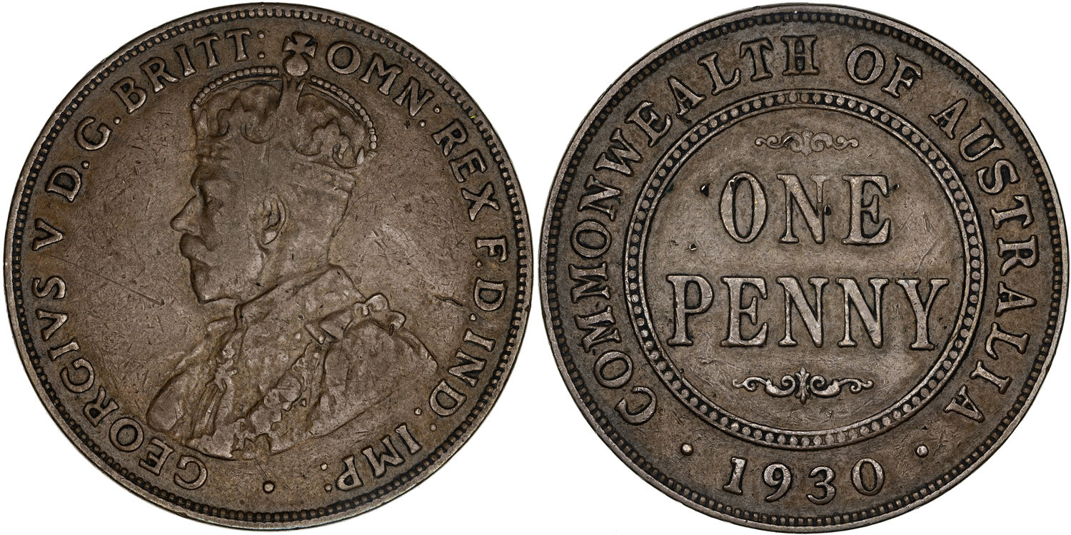 George V, Penny, 1930, aFine