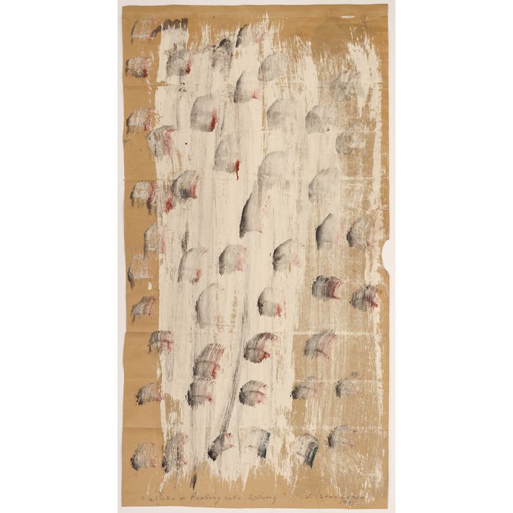 Jay Steensma ''Winter Passing into Spring'' 1991 Oil on Paper Bag 31.5''x17''
