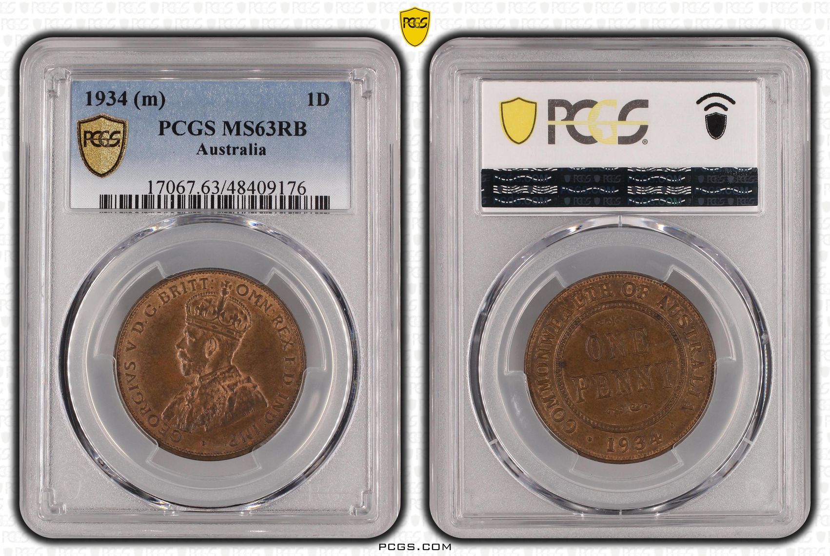 Penny, 1934, PCGS MS63RB