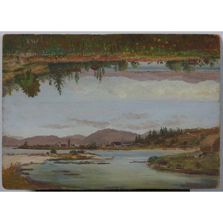 CHARLES BLOMFIELD - Two Views on one board: Ohinemutu, View from Mokoia Island