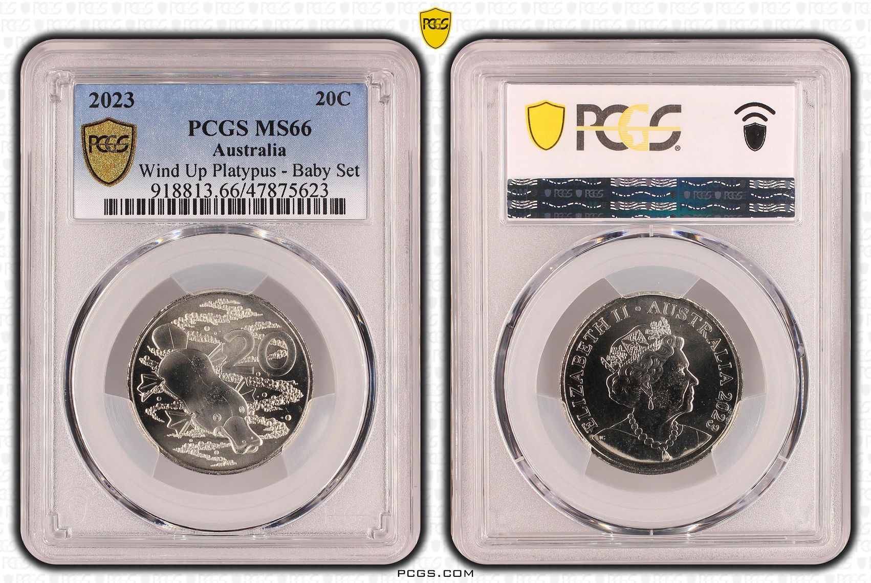 Wind Up Platypus - Baby Set , Twenty Cent, 2023, PCGS MS66