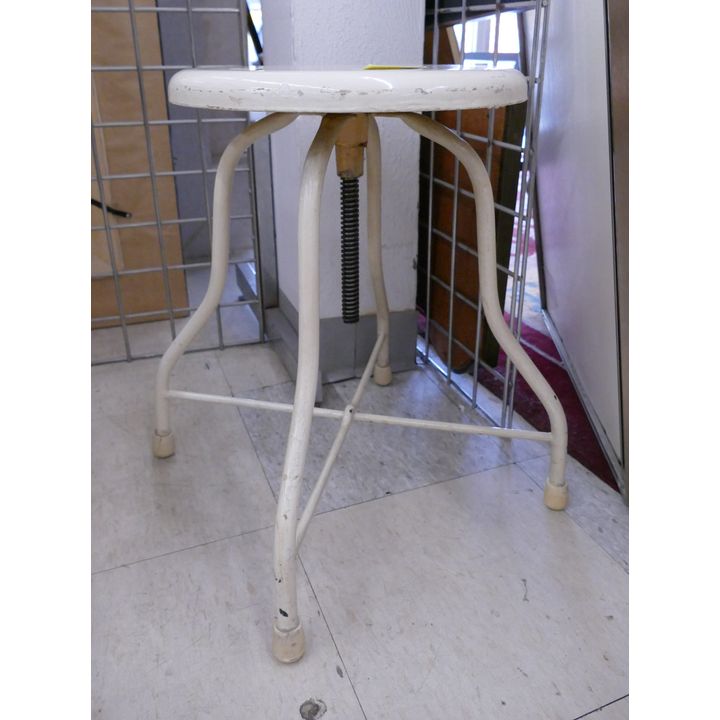 Vintage White Painted Metal Piano Stool- 19''